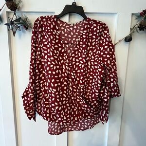 Beacon Maroon and White Patterned Blouse